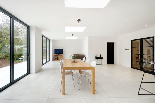 patio doors and rooflights brining natural light into the home